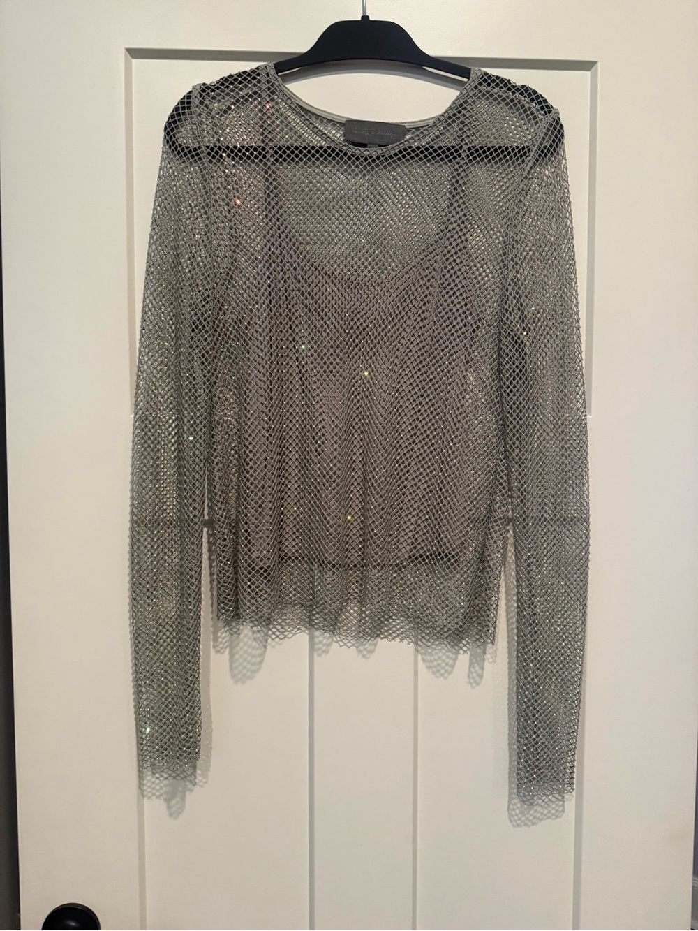 Sunday in Brooklyn Silver Mesh Sparkle Top